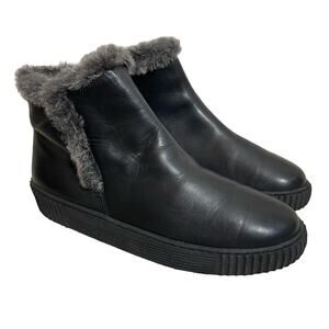 Mobils By Mephisto Elfia Women's Ankle Boots Leather Upper Faux Fur Trim Sz 10